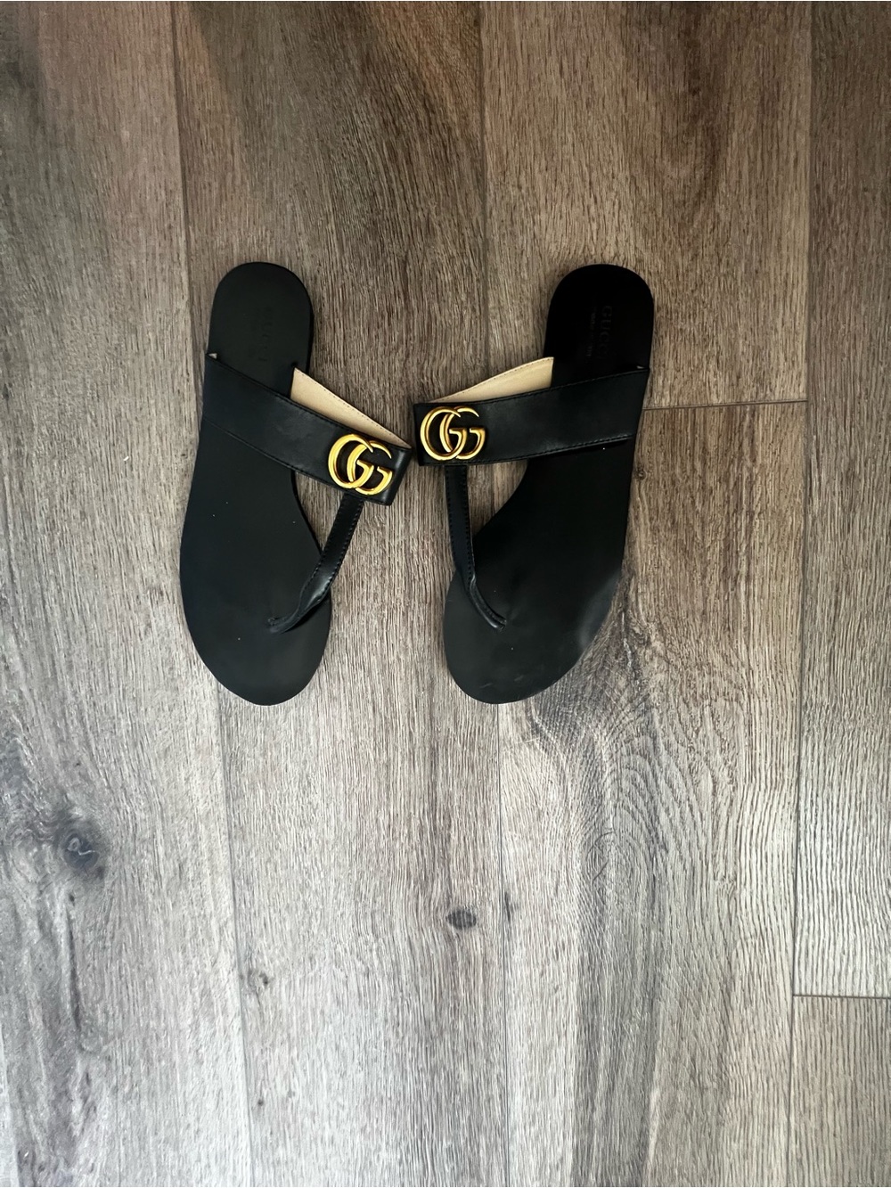 Monogram Black Thong Sandals